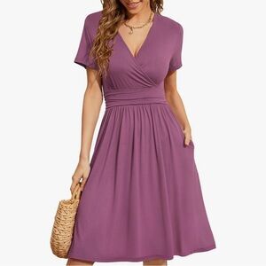 Elegant Mauve Faux Wrap Dress